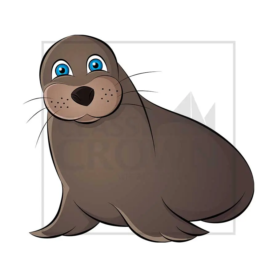 Seal clipart, Gray and brown seal