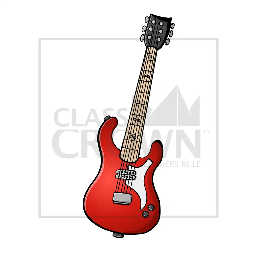 Classic shaped red, rock guitar
