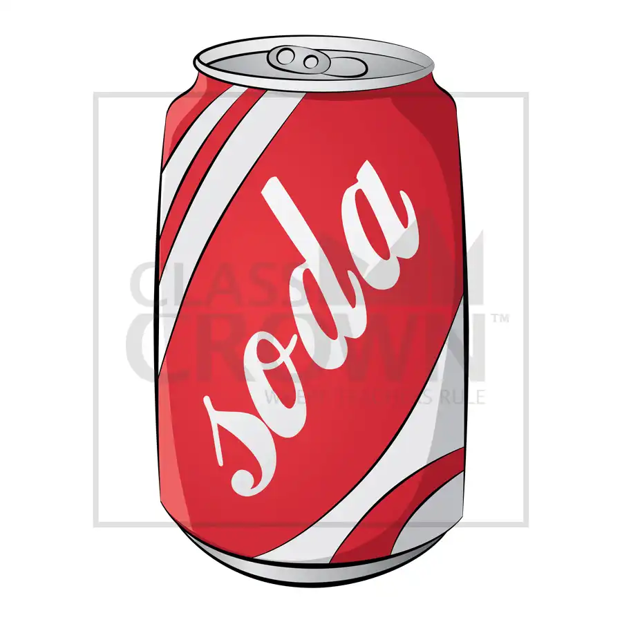 Red soda can with white stripes