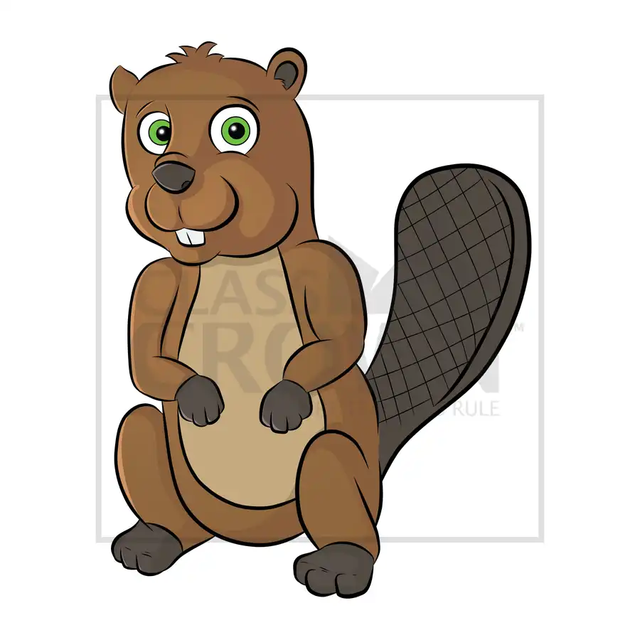Brown beaver with dark tail