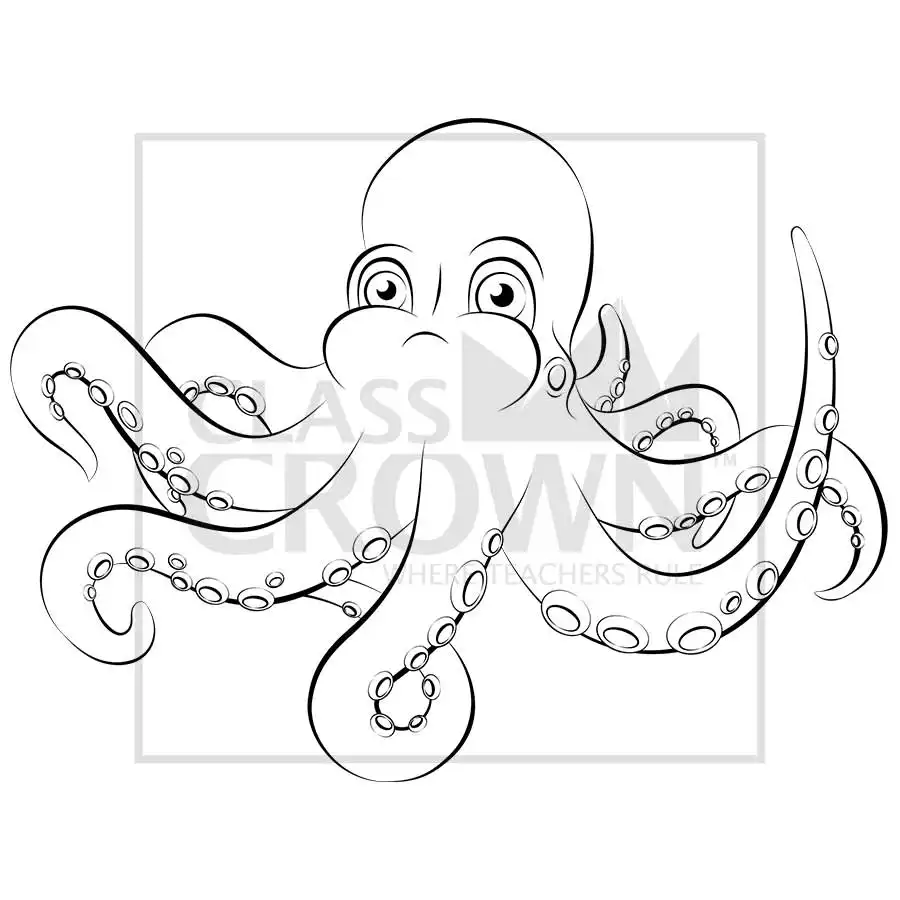 Octopus clipart, Orange octopus with tentacles