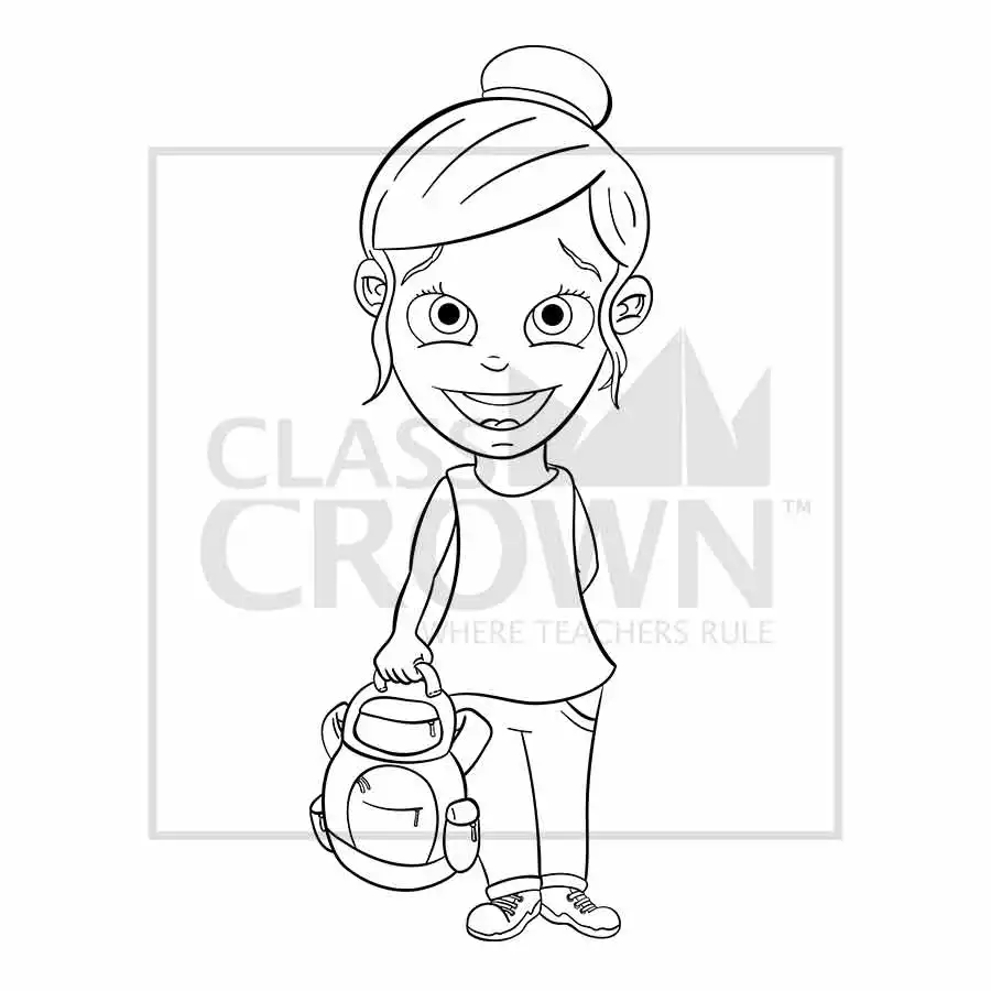 girl with backpack clip art