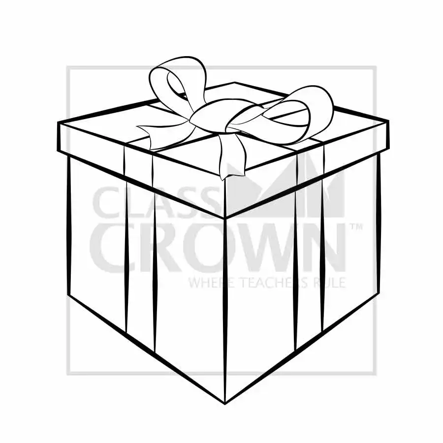 Christmas Present clipart, Red box with green ribbon