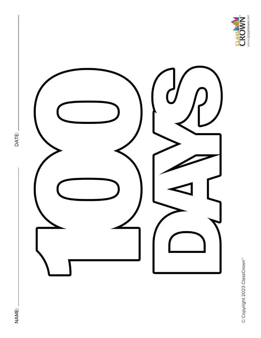 100th Day Of School Coloring Page Printable Free