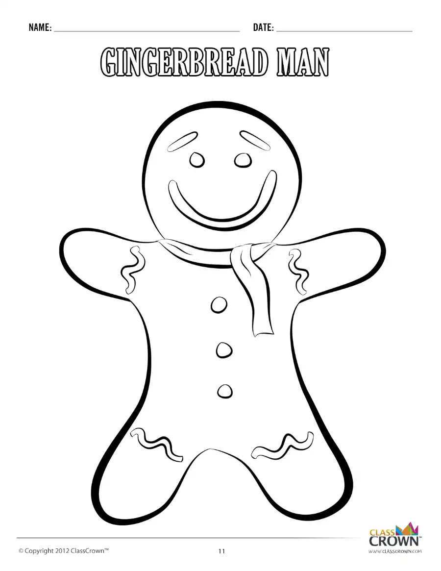 Gingerbread Man Coloring Page - Coloring Pages | ClassCrown