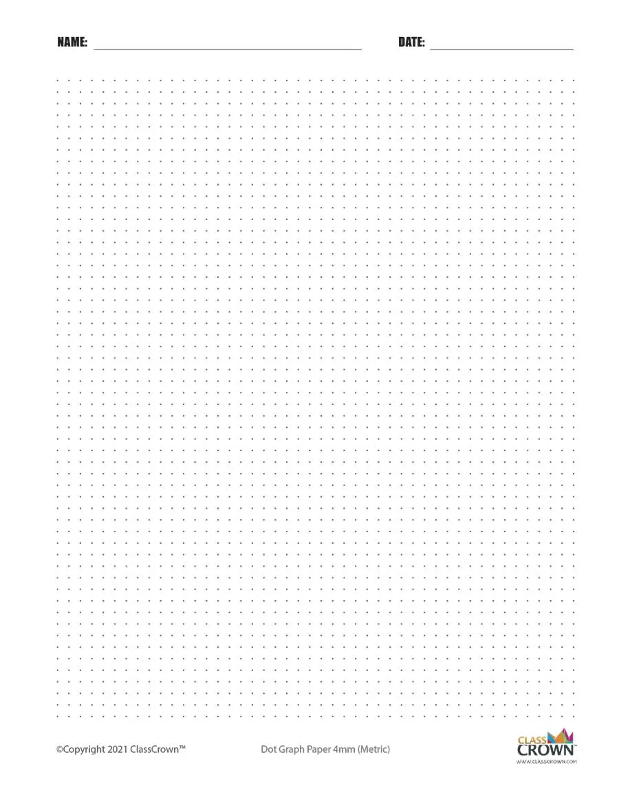4 mm dot graph paper with name block.