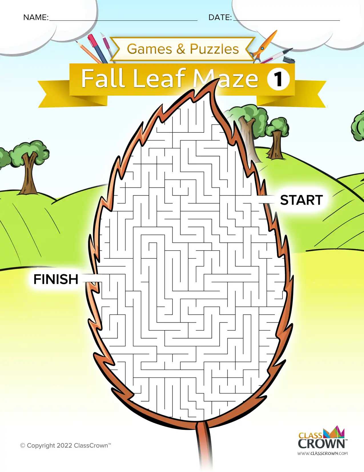 Fall maze, leaf.