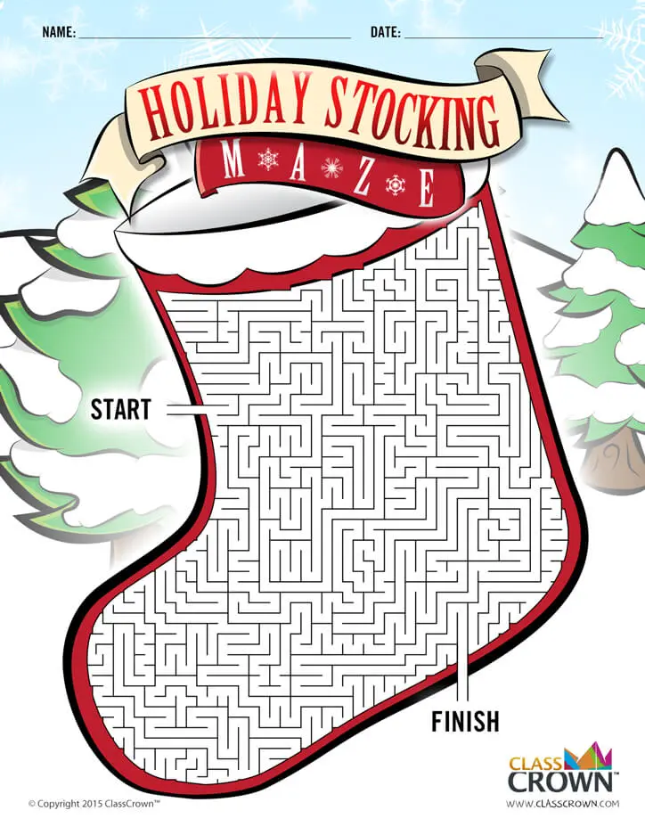 Christmas maze, stocking.