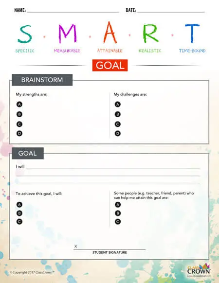 smarter goals worksheet
