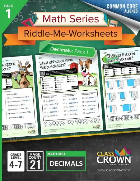 decimals worksheets pack 1 math worksheets classcrown